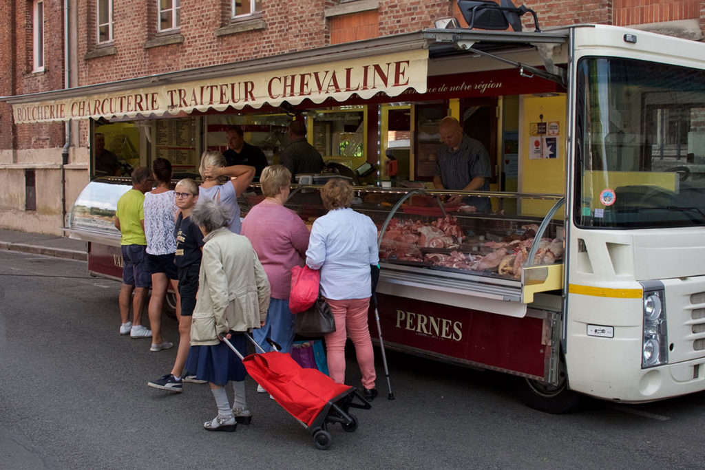 Butcher's van selling horsemeat in France