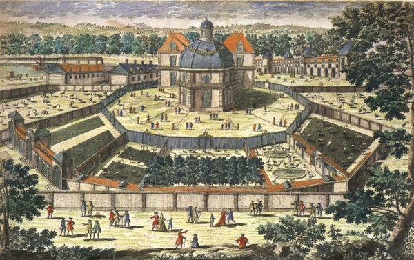 Backyard of the royal menagerie of Versailles during the reign of Louis XIV, 1643-1715